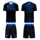 Custom Black Blue Soccer Uniform Jersey Kids Adults Personalized Set Jersey Shirt