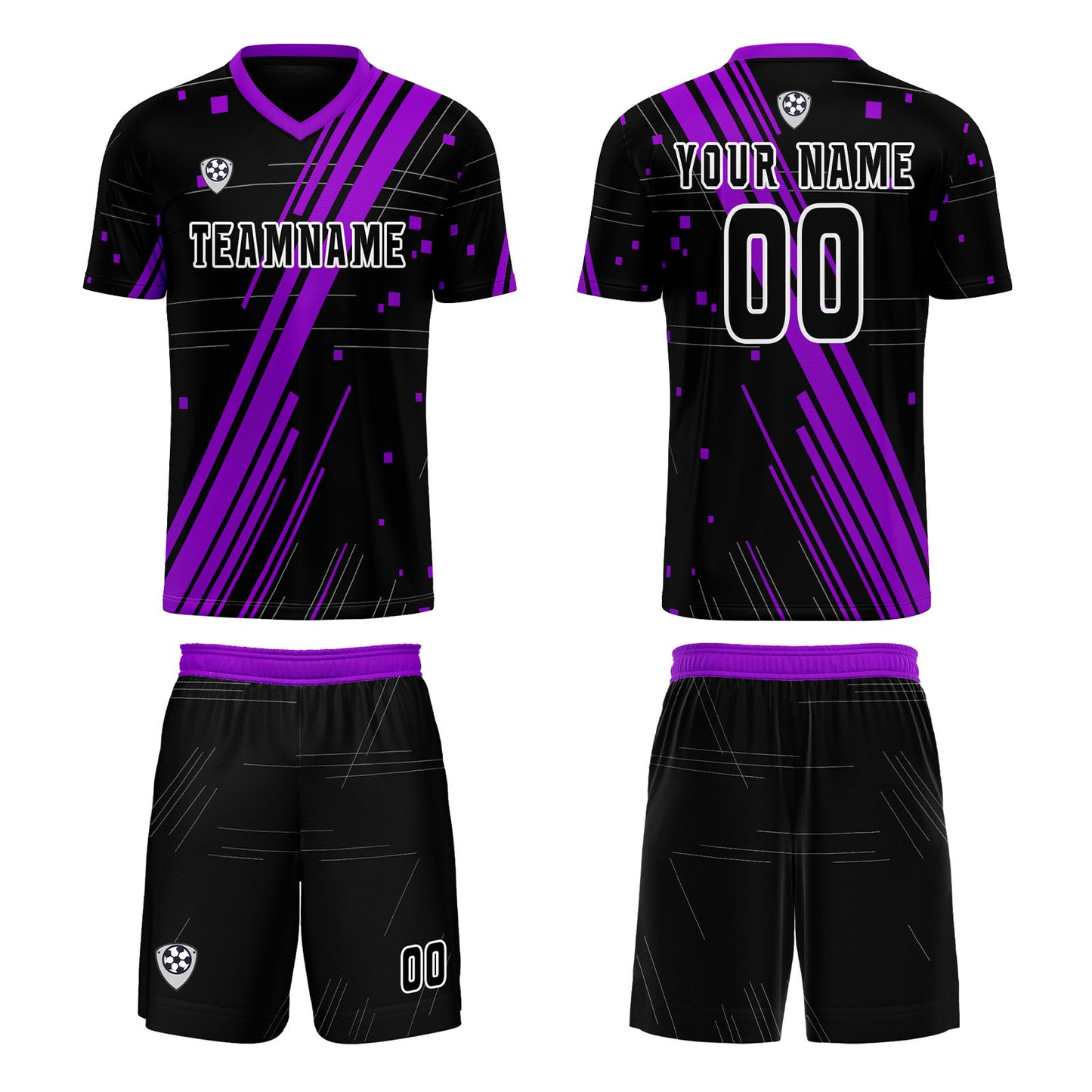 Custom Black Purple Uniform Jersey Kids Adults Personalized Set Jersey Shirt