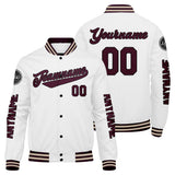 Custom Marroon White Varsity Jackets for Men Women Youth Personalized Letterman Jackets