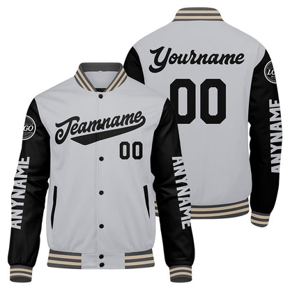 Custom Grey Black Cream Varsity Jackets for Men Women Youth Personalized Letterman Jackets