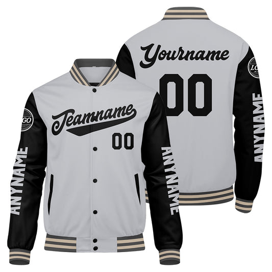 Custom Grey Black Cream Varsity Jackets for Men Women Youth Personalized Letterman Jackets