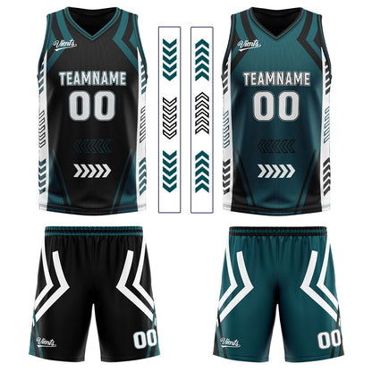 Custom Black Dull Green Reversible Basketball Suit for Adults and Kids Personalized Jersey