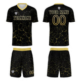 Custom Black Yellow Soccer Uniform Jersey Kids Adults Personalized Set Jersey Shirt