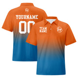 Custom Orange Blue Football Gradient Polo Shirts  Add Your Unique Logo/Name/Number