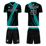 Custom Black Teal Uniform Jersey Kids Adults Personalized Set Jersey Shirt