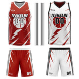 Custom Red White Reversible Basketball Suit for Adults and Kids Personalized Jersey