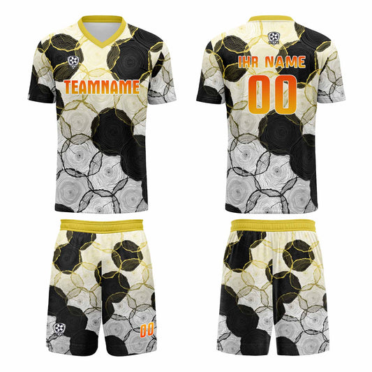 Custom White Black Yellow Uniform Jersey Kids Adults Personalized Set Jersey Shirt