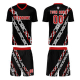 Custom Black Red Uniform Jersey Kids Adults Personalized Set Jersey Shirt