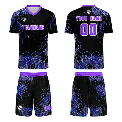 Custom Purple Uniform Jersey Kids Adults Personalized Set Jersey Shirt