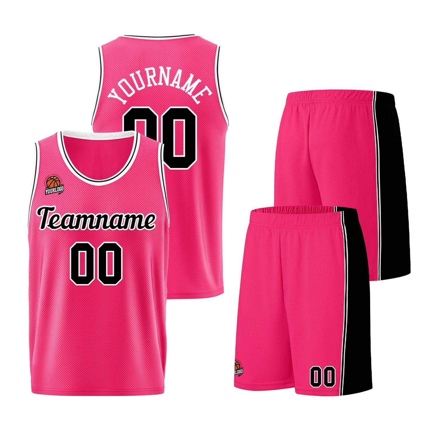 Custom Pink-Black Basketball Jersey for Men Women Adult Youth Stitched Name Number Logo