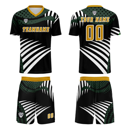 Custom Green Yellow Uniform Jersey Kids Adults Personalized Set Jersey Shirt