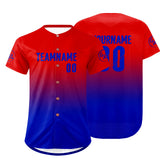 Custom Red Blue Baseball Jersey Personalized Gradient Team Uniforms Shirt with Name Number