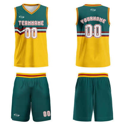 Custom Green Yellow White Red Basketball Jersey Uniform Suit Printed Your Logo Name Number