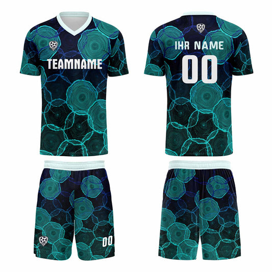Custom  Black Cyan Uniform Jersey Kids Adults Personalized Set Jersey Shirt
