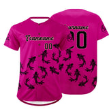 Custom Rose Pink Black Baseball Jersey Personalized Gradient Team Uniforms Shirt with Name Number