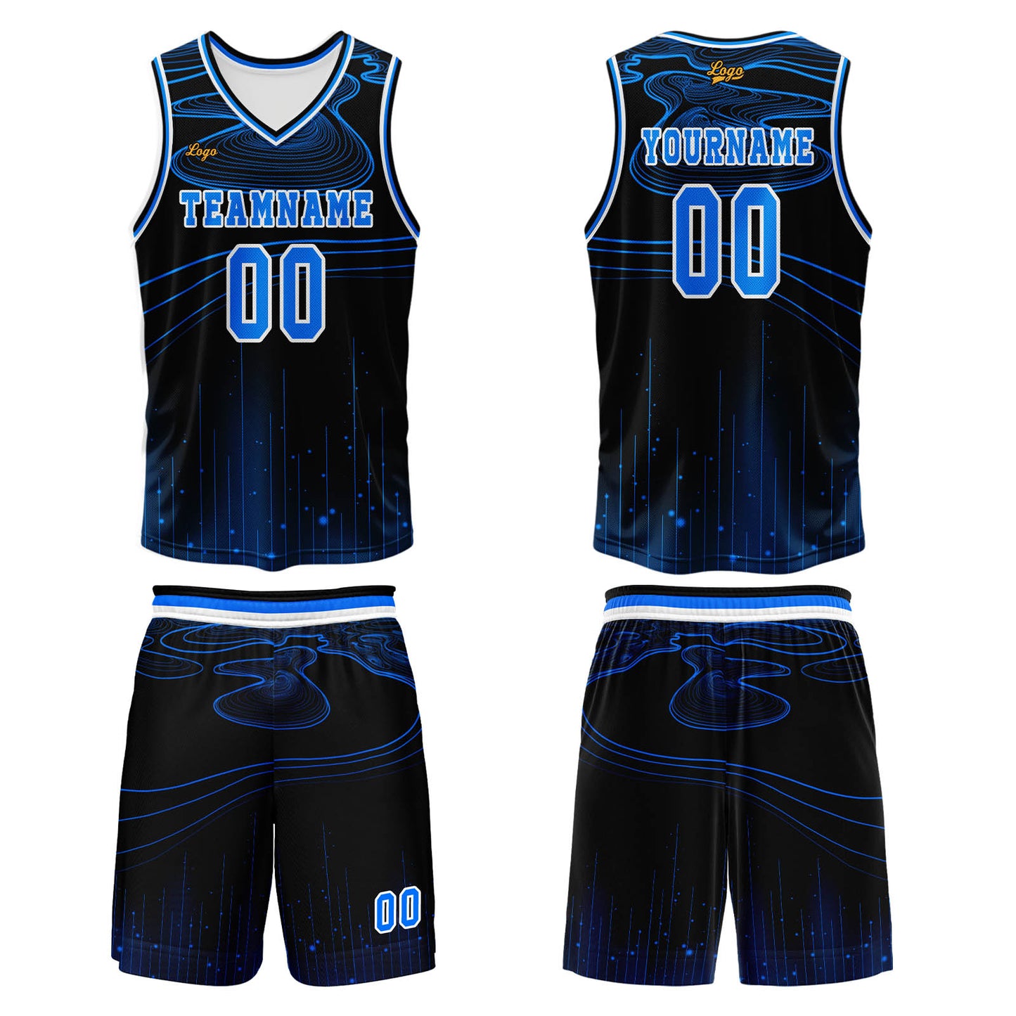 Custom Black Blue Basketball Jersey Uniform Suit Printed Your Logo Name Number