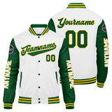 Custom Green Yellow White Varsity Jackets for Men Women Youth Personalized Letterman Jackets
