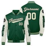 Custom Green Cream Varsity Jackets for Men Women Youth Personalized Letterman Jackets