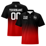 Custom Black Red Football Gradient Polo Shirts  Add Your Unique Logo/Name/Number