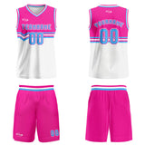 Custom Pink White Blue Basketball Jersey Uniform Suit Printed Your Logo Name Number