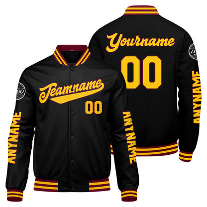 Custom Crimson Black Yellow Varsity Jackets for Men Women Youth Personalized Letterman Jackets