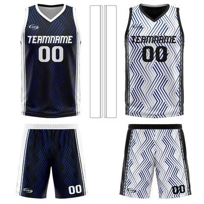 Custom Black White Reversible Basketball Suit for Adults and Kids Personalized Jersey