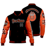Custom Black Orange Letterman Varsity Jacket Personalized Embroidery Printing