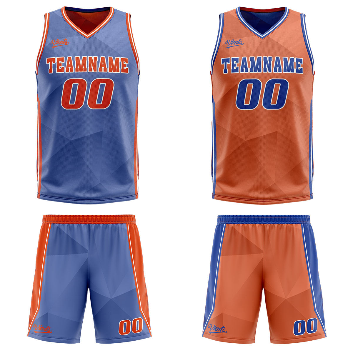 Custom Blue Orange Reversible Basketball Suit for Adults and Kids Personalized Jersey