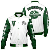 Custom White Green Varsity Jackets for Men Women Youth Personalized Letterman Jackets