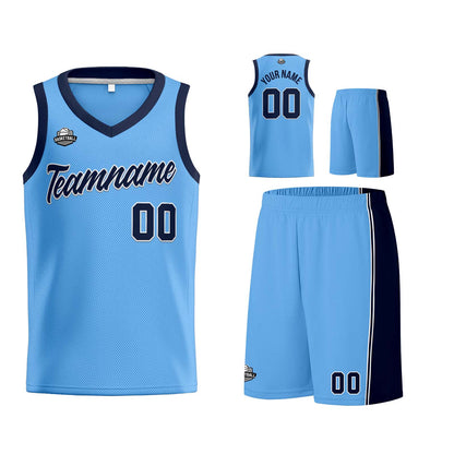 Custom Light Blue Navy Basketball Jersey for Men Women Adult Youth Stitched Name Number Logo
