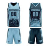 Custom Dull Green Blue Reversible Basketball Suit for Adults and Kids Personalized Jersey