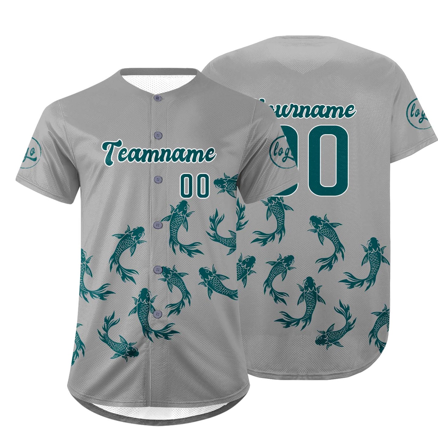 Custom Gray Turquoise Baseball Jersey Personalized Gradient Team Uniforms Shirt with Name Number