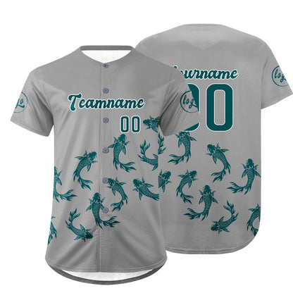 Custom Gray Turquoise Baseball Jersey Personalized Gradient Team Uniforms Shirt with Name Number