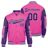 Custom Pink Purple Varsity Jackets for Men Women Youth Personalized Letterman Jackets