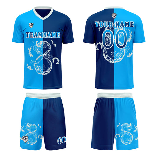 Custom Dark Blue Uniform Jersey Kids Adults Personalized Set Jersey Shirt