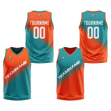 Custom Orange Green Reversible Basketball Suit for Adults and Kids Personalized Jersey