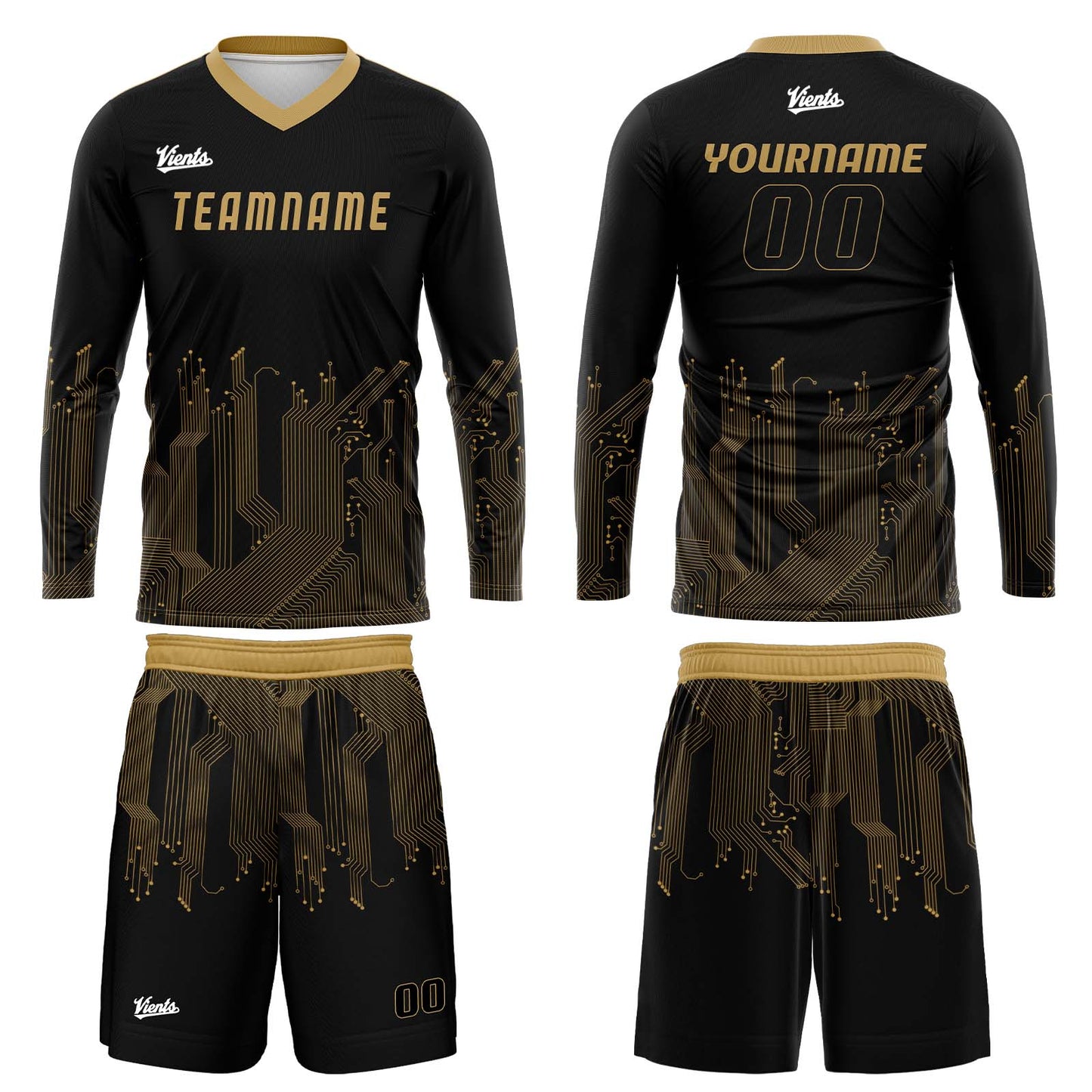 Custom Black Gold Basketball Soccer Football Shooting Long T-Shirt for Adults and Kids