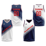 Custom Navy White Reversible Basketball Suit for Adults and Kids Personalized Jersey