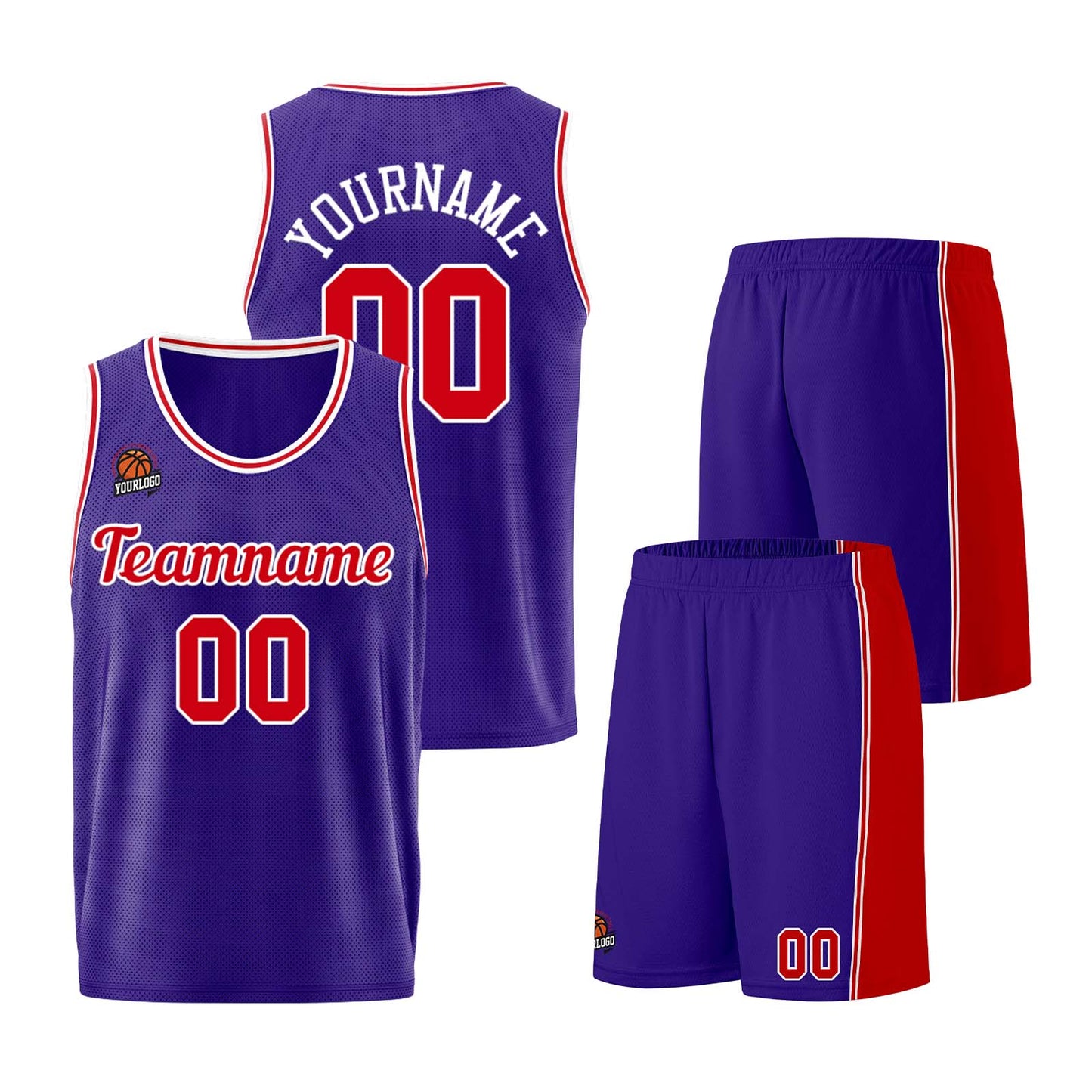 Custom Purple Red Basketball Jersey for Men Women Adult Youth Stitched Name Number Logo