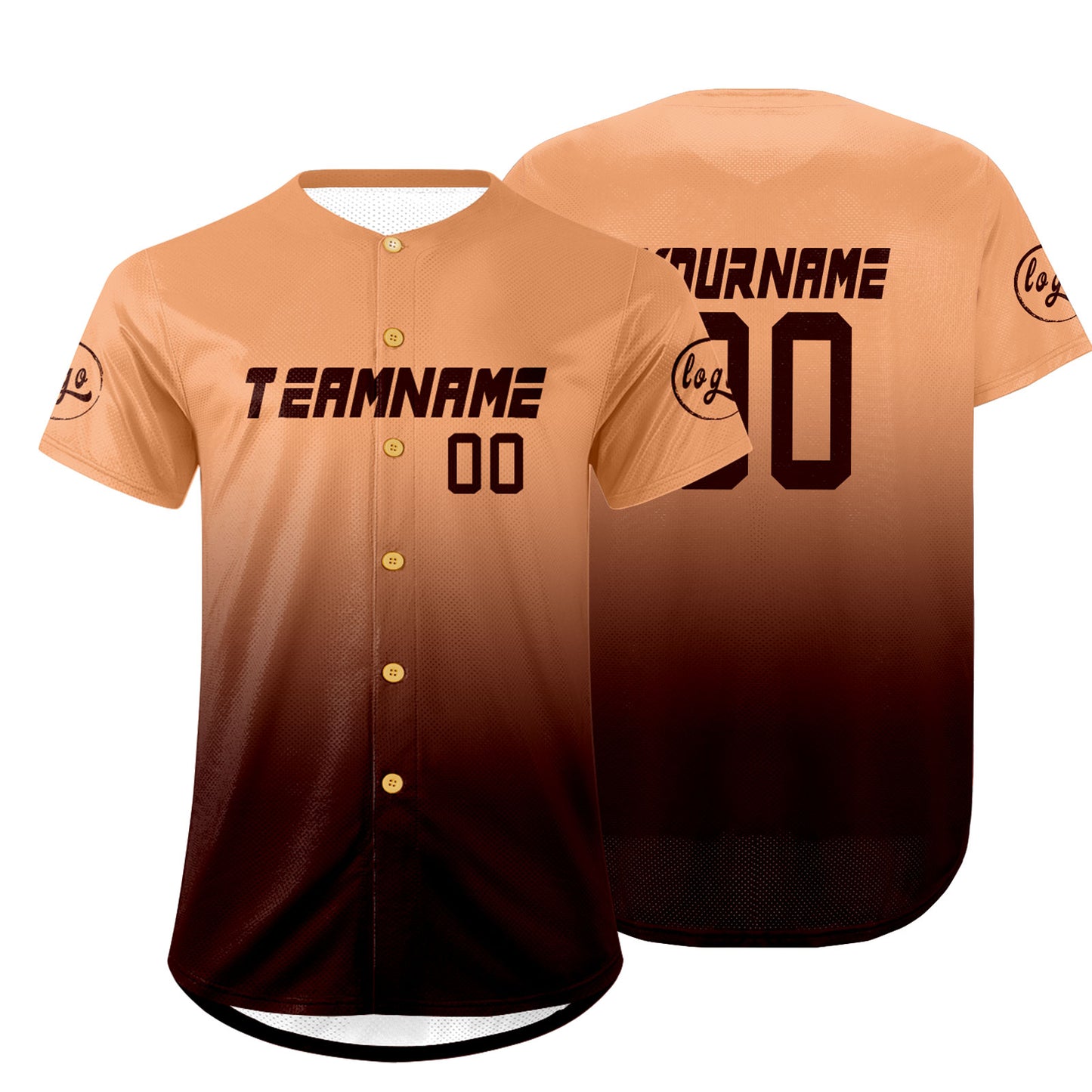 Custom Light Brown Brown Baseball Jersey Personalized Gradient Team Uniforms Shirt with Name Number