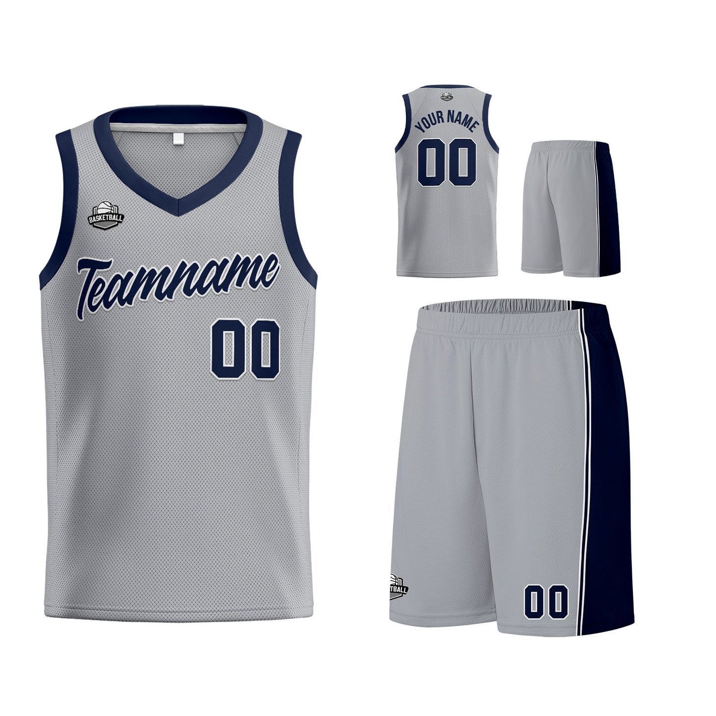 Custom Gray Navy Basketball Jersey for Men Women Adult Youth Stitched Name Number Logo