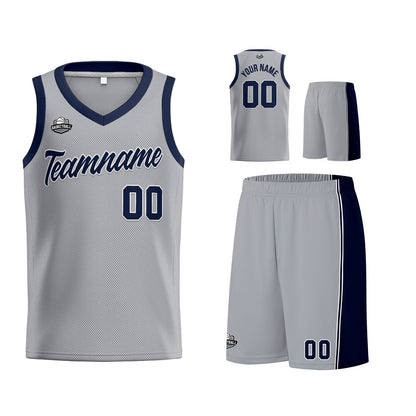 Custom Gray Navy Basketball Jersey for Men Women Adult Youth Stitched Name Number Logo