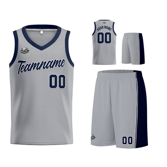 Custom Gray Navy Basketball Jersey for Men Women Adult Youth Stitched Name Number Logo
