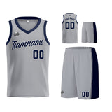 Custom Gray Navy Basketball Jersey for Men Women Adult Youth Stitched Name Number Logo
