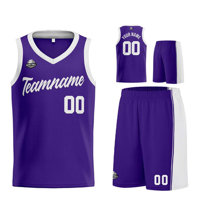 Custom Purple White Basketball Jersey for Men Women Adult Youth Stitched Name Number Logo