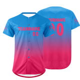Custom Blue Fuchsia Baseball Jersey Personalized Gradient Team Uniforms Shirt with Name Number