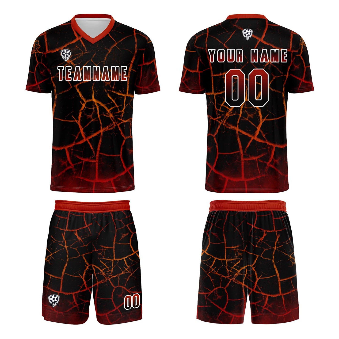 Custom Black Red Soccer Uniform Jersey Kids Adults Personalized Set Jersey Shirt