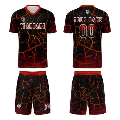 Custom Black Red Soccer Uniform Jersey Kids Adults Personalized Set Jersey Shirt