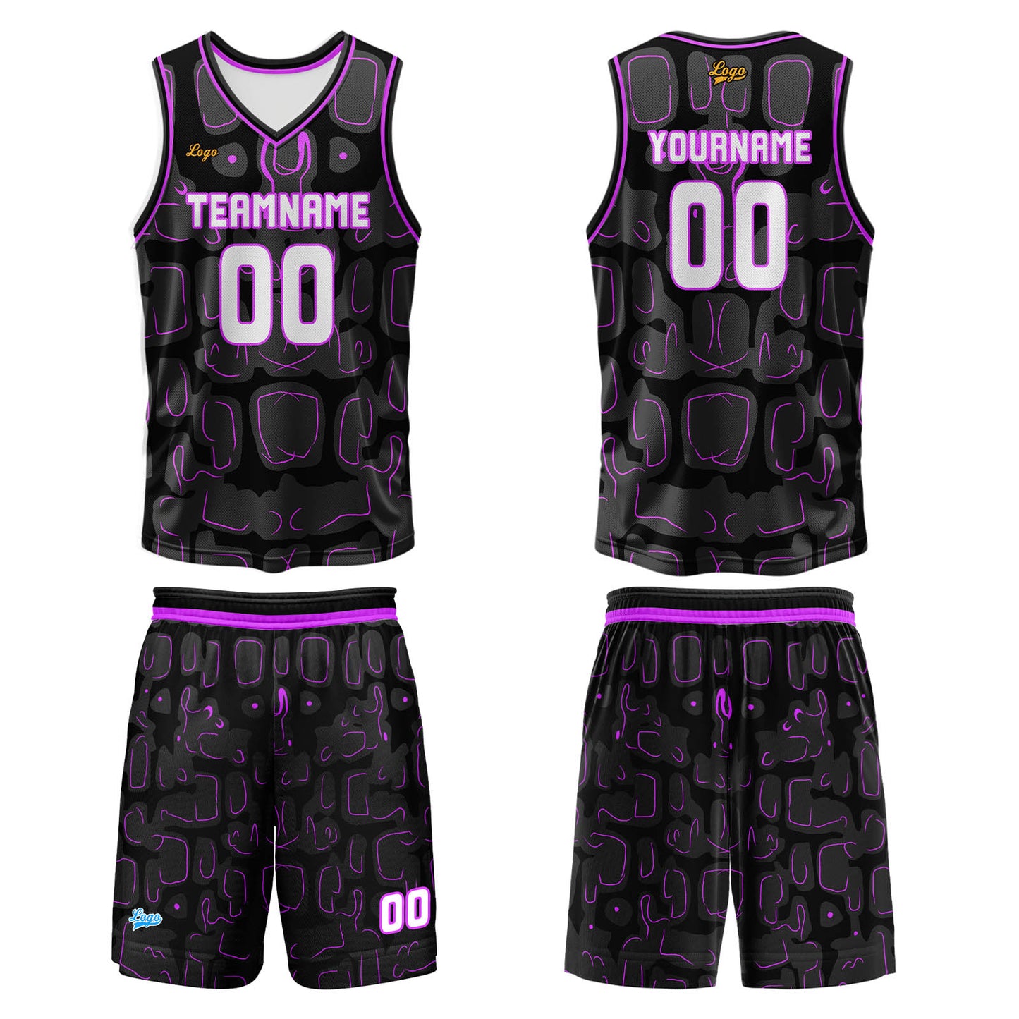 Custom Black Purple Basketball Jersey Uniform Suit Printed Your Logo Name Number