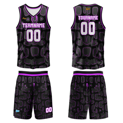 Custom Black Purple Basketball Jersey Uniform Suit Printed Your Logo Name Number